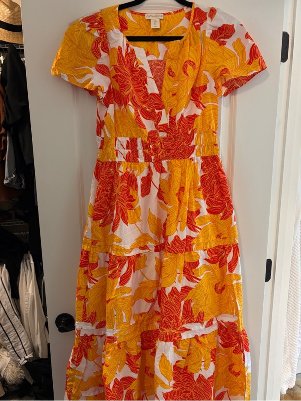 Tropical Floral Tiered Maxi Dress in Yellow & Red